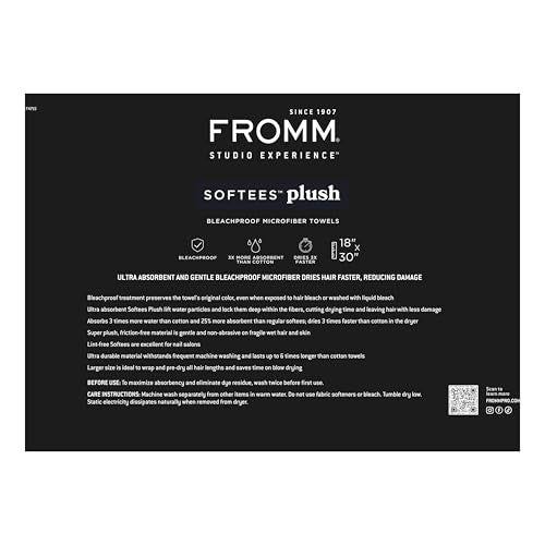 Fromm Softees Plush Microfiber Towels for Hair Salon, Barber, Spa, Ultra Soft Hair Wrap for Drying Hair, Hands, Face, Dark Grey, 20 x 34 Inches, 6 Pack