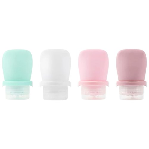 starfa lab 4 Pack 1oz Silicone Travel Bottles Leak Proof Squeeze Bottles For Toiletries Shampoo Conditioner Lotion Salad Dressing Travel Size Containers