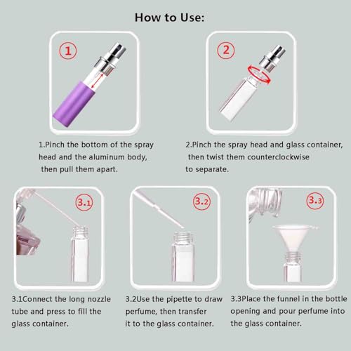 Portable Mini Refillable Atomizer Bottle Atomizer Travel Size Perfume Spray Bottles 6 Pcs Pack of 5ml (5ml-Perfume Atomizer-6p)
