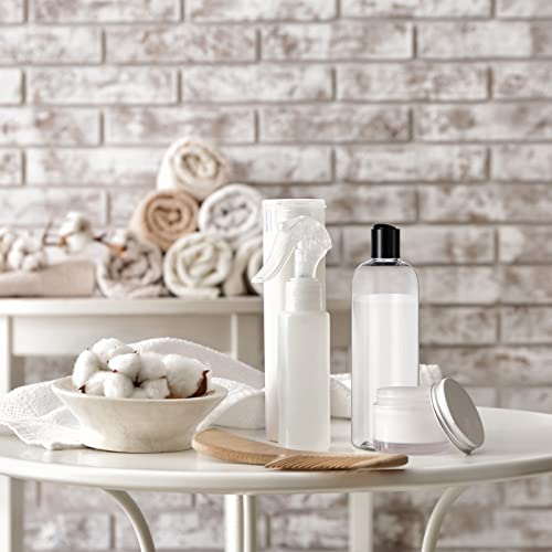 Nuenen 24 Pieces Plastic Empty Bottles Clear Squeeze Travel Containers with Black Disc Cap Refillable Shampoo Travel Bottles for Toiletries Lotion Container for Body Soap Cream(16 oz)