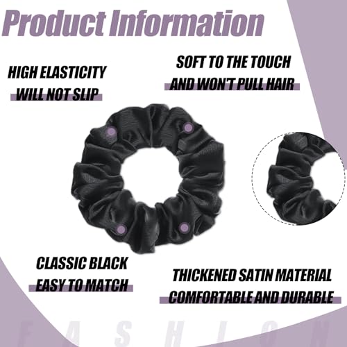 8 Pack Satin Scrunchies for Women, Silk Hair Ties Silk Scrunchies Black Hair Scrunchies for Women Girls Gifts