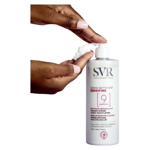 SVR Sensifine Soothing Cleanser & Makeup Remover for Face, Eyes and Lips - Gentle Melting Gel Cream that Leaves the Skin Clean, Soft & Comfortable. Specifically Designed for Sensitive Skin, 13.5 fl.oz
