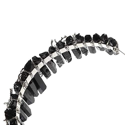 Raw Crystal Quartz Crown Headband - HAIMEIKANG Handmade Tiara Natural Stone Headband for Woman Wedding and Parties (Black2)
