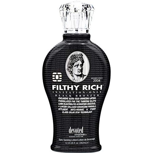 Devoted Creations Filthy Rich - Luxurious Dark Bronzing Formula with Anti-Orange Technology and High Levels of DHA, Natural, & Cosmetic Bronzers for Immediate Color 12.25 oz.