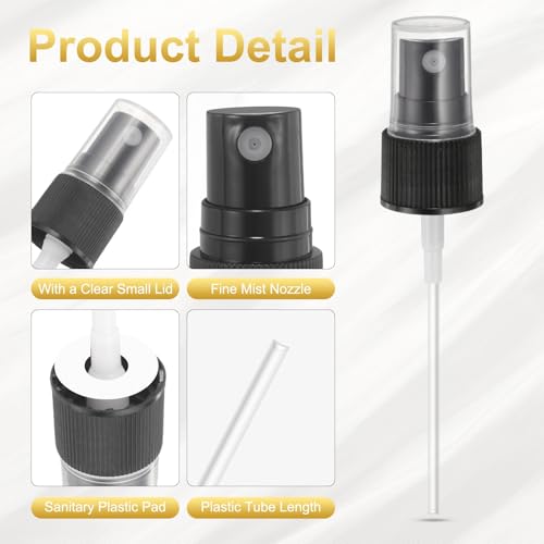 uxcell 50 Pcs Black Spray Top, 20/410 Fine Mist Sprayer Reusable Replacement Spray Bottle Pump Plastic Top for Cosmetic Perfume and Body Sprays Bottle