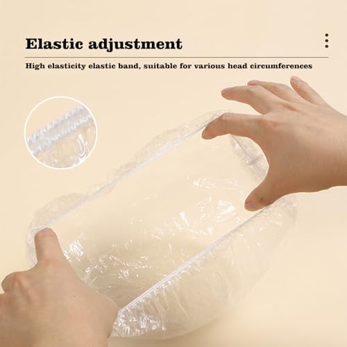 200 PCS Disposable Shower Caps Thickened Waterproof Hair Bath Caps for Women Men Girls Travel Spa Hotel Home Use Salon - Multi-Purpose Elastic Plastic Shower Caps, Essentials Accessories 18.1" (Clear)
