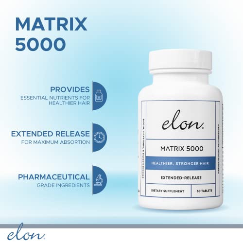 Elon Matrix 5000 - Biotin 5000mcg Vitamins for Hair Growth w/Extended Release - Promotes Healthy & Strong Hair - Pack of 3 (180 Day Supply)