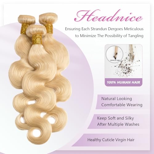 613 Blonde Bundles Human Hair Body Wave 24 26 28 Inch 100% Unprocessed Brailizn Virgin Human Hair 3 Bundles Body Wave Machine Double Weft 613 Body Wave Bundle 300G 12A Grade