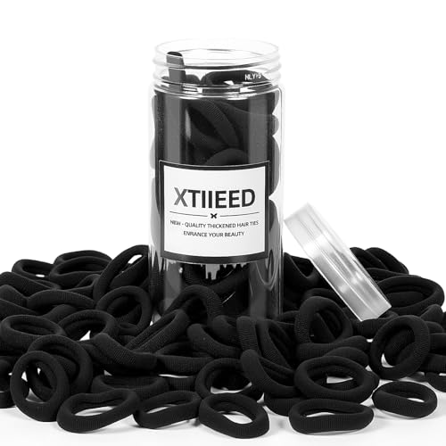 100PCS Black Hair Ties, Soft Nylon Ponytail Holders - Strong, Stretchy & Snag-Free Hair Bands, Perfect for Updos & Braids - Women & Girls Men Kids Toddler
