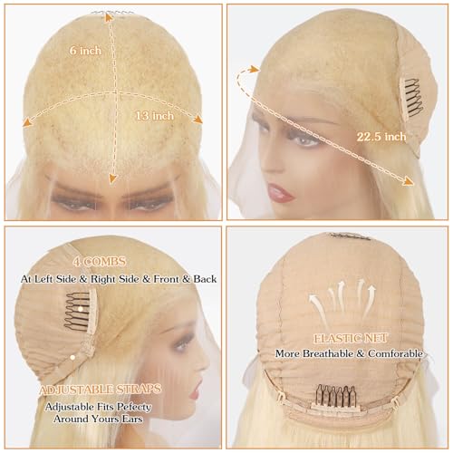 BZN 613 13x6 Lace Front Wig Human Hair 13x6 30 Inch 200 Density 613 Lace Frontal Wig Blonde Wig Human Hair Straight 613 HD Lace Frontal Wig Pre Plucked With Baby Hair