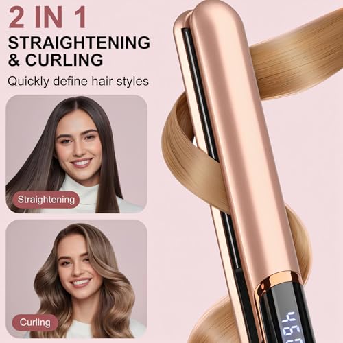 Flat Iron Hair Straightener with Floating Plates Get Shinier & Smoother Hair, 14 Adjustable Temp, Dual Voltage Digital Display 200¢µ-460¢µ
