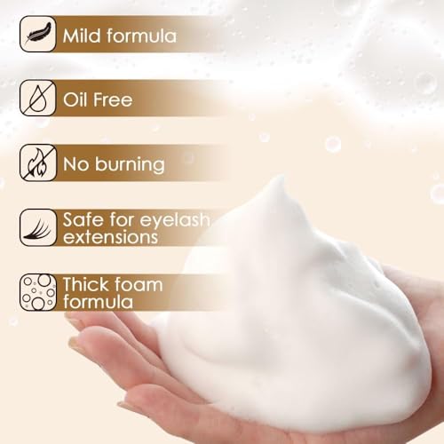 60ml Beige Lash Shampoo kit for Lash Extensions. Lash Wash for Eyelash Extensions & Natural Lashes. lash extension cleanser for Makeup Remover Oil & Sulfate Free for Salon and Home Use