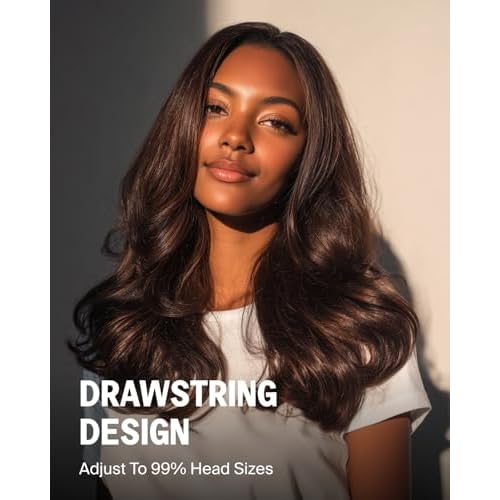 6x5 Chocolate Brown Lace Front Wigs Human Hair with Baby Hair Drawstring Wig Human Hair 210% Density Glueless Wig Pre Plucked Hairline 4# Closure Wig 20 Inch