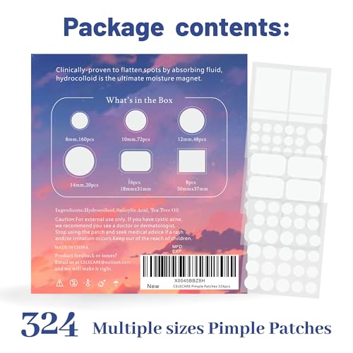 324pcs Acne patches,Pimple Patches Storage Boxes,Tea Tree Oil, Salicylic Acid-Large Pimple Patch for Face Acne Patches Large, Hydrocolloid Acne Dots for Acne - Zit Patches