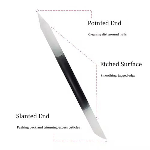Professional Glass Nail File Set, 3-Piece Crystal Files with Case. Glass Nail File Set Includes a Nail File, Cuticle Pusher, and Nail Buffer, Manicure Tools, Black Gradient
