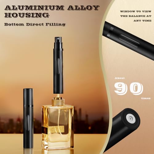 8ml Perfume Atomizer Travel Refillable,Mini Cologne Dispenser, Bottom-Filling Fragrances Perfumes Bottle,Portable Sprayer Pocket Size for Women Men Cruise Car Trip Gift 3pcs (Gold-Pink-Silver)