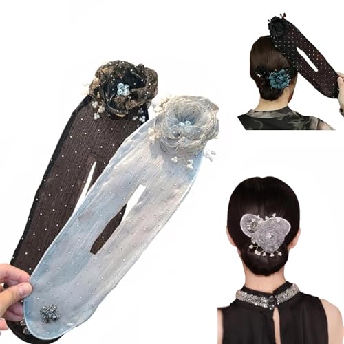 Hair Bun Maker for Long Thick Hair,Easy Fast Roll Hair Clips,Ball Hair Clip,Flower Hair Bun Roller Butterfly Hair Bun Maker Set,Hand Embroidered Flowers Deft Bun Maker£¨A-2pcs£©