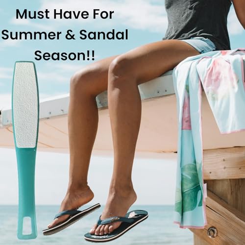 1 ALAZCO Double Sided Foot File Pumice Ergonomic Handle Scrubber Immediate Result Smooth Feet Heel Scraper Exfoliate Buffer Dead Skin Callus Corn Emery Fine & Coarse Pedicure Tool