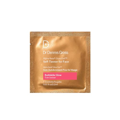 Dr. Dennis Gross Glow Pad Self-Tanner for Face ? Exfoliating & Anti-Aging Towelette with AHAs & BHAs, Buildable Natural Glow, Hydrating & Streak-Free Application, 20 Pack