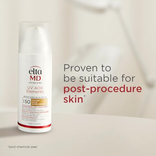 EltaMD UV AOX Elements Tinted Mineral Face Sunscreen Lotion, Tinted Moisturizer for Face SPF 50 with Antioxidants, For Dry Sensitive Skin 1.7 oz Pump