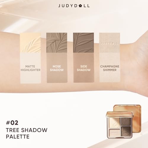 JUDYDOLL Highlight & Contour Palette, All-in-One Matte Highlighter Contour Compact, Blendable Face Makeup for Beginners (02)