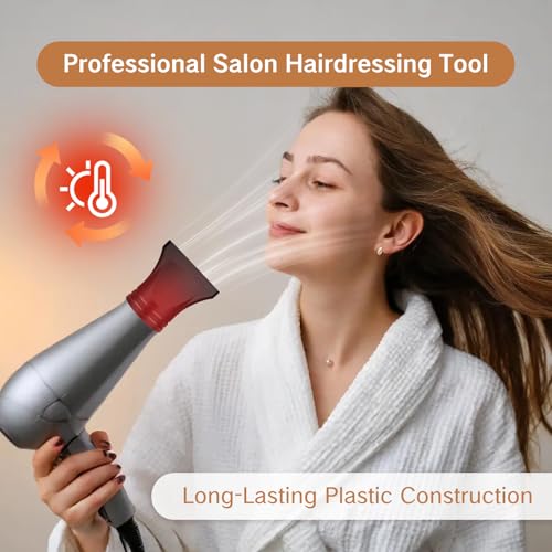 2PCS Hair Dryer Attachment Universal Black Plastic Blower Nozzle Replacement Styling Tool for Home Use or Professional Salon Hairdressing Blow Outer Diameter 4.2cm to 4.6cm