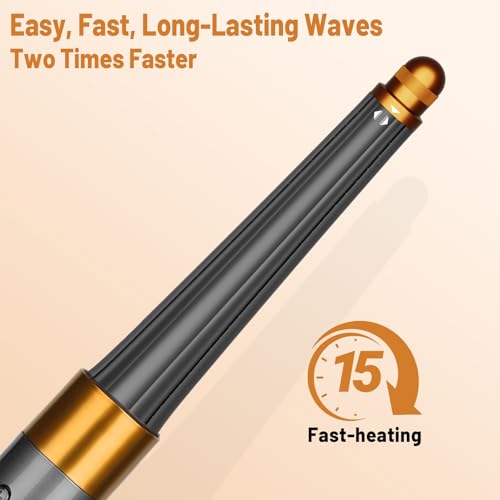 Hair Long Conical Barrel for Dyson Airwrap, 0.78-1.4Inch/ 20-36mm Conical Long Curling Barrels Compatible with Airwrap HS01/05, Self-Curling Hair Roller Curlers Attachment, Gold
