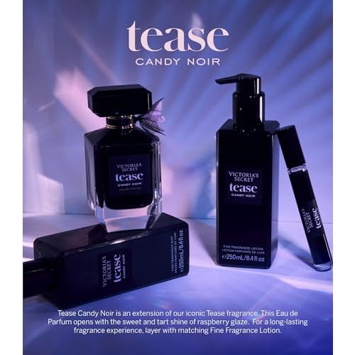 Victoria's Secret Tease Candy Noir Eau de Parfum Rollerball, Notes of Raspberry Glaze, Night-Blooming Iris & Warm Tonka, Travel Size Mini Perfumes for Women (0.23 oz)