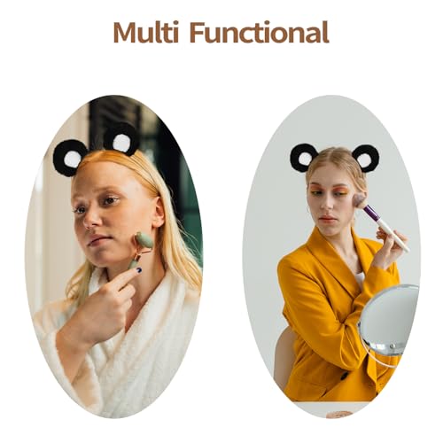 SIOTMERA Bear Ears Headband Black, Cute Care Movable Hairband Adult with Animals Costume, Soft Makeup Head Wear for Washing Face Women