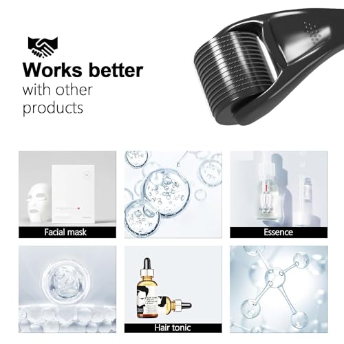 Microneedling Roller Beard Roller 540 Stainless Steel Micro Needling Roller for Hair Home Use (Black)