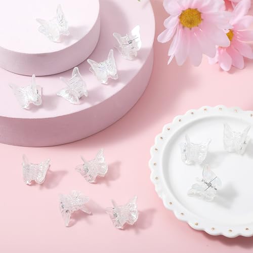 Ouligay 12pcs Sparkly Colorful Hair Accessories - Mini Butterfly Hair Clips and Tiny Claw Clips for Girls and Women (Glitter Color)