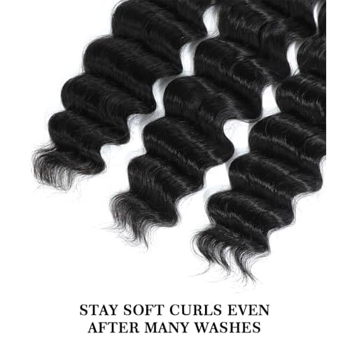 FASHION PLUS Raw Human Hair Bundles, Loose Deep Wave Bundles Human Hair 16 Inch Loose Wave Bundles Human Hair Real Raw Bundles Thick and Soft, Triple Lifespan 1 Bundle