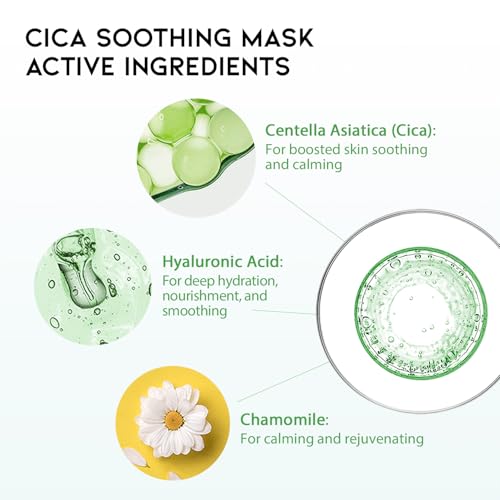 Hydrating Sheet Mask Starter Kit Variety Pack for Skin Care, Dry, Ance, Sensitive Skin, Korean Vegan Facial Sheet Mask for Men & Women, Collagen, Cica, Ceramide, Hyaluron, Retinol 5EA