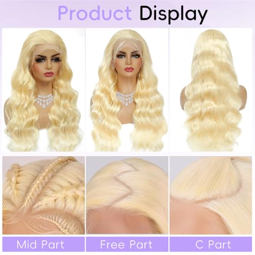 Blonde Wig Human Hair 613 13x6 Lace Front Wig Human Hair 200% Density Blonde Lace Front Wigs Pre Plucked With Baby Hair Body Wave 613 HD Lace Frontal Wigs 36 Inch