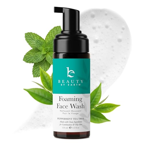 Beauty by Earth Foaming Face Wash Cleanser ? Natural & Organic Ingredients, Vegan Facial Wash, Gentle Daily Cleanser for Sensitive, Oily & Acne Prone Skin, Made in USA