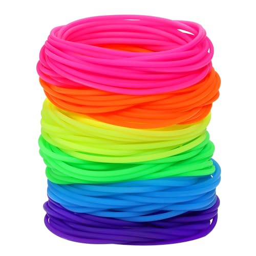 Penta Angel Silicone Jelly Hair Tie Bracelet 30Pcs Adult Size Retro Solid Neon 80s Style Costume Wrist Band Elastics for Men Women Party Favors (30)