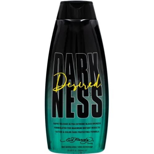 Ed Hardy Tanning Desired Darkness Dark Tanning Lotion ? Rapid Release Ultra Extreme Black Bronzer Formulated for Maximum Instant Results, Tattoo and Color Fade Protecting Formula ? 10 oz.