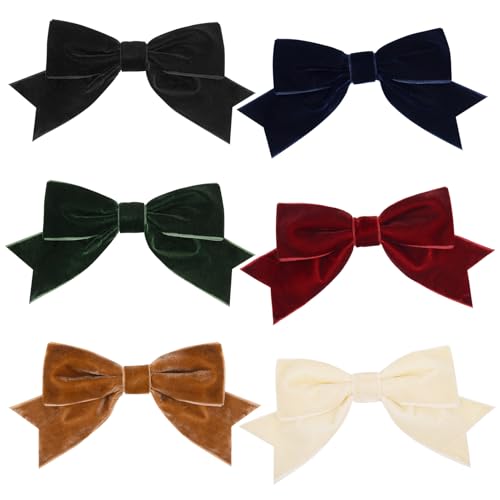 6PCS Velvet Hair Bows Hair Ribbon Clips Big Fall Alligator Clips Hair Accessories for Women Girls Toddlers Kids Baby