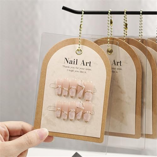 Acycoin2A 10PCS Handmade Ins Press On Nail Packaging Nail Gel Polish Sample Display Nail Art Background Card Dustproof Bag With Tie Bags