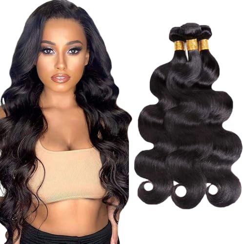 26 28 30 Inch Bundles Human Hair Color 1B Body Wave Bundles Mixed Length Peruvian Virgin Black Body Wave Bundle Hair Weave