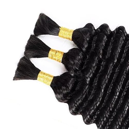 Human Braiding Hair 26 26 26 Inch 3 Bundle 150g Deep Wave Bulk Human Hair for Braiding No Weft Curly for Boho Braids Wet and Wavy Braiding Hair