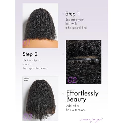 LUVME HAIR Clip in Hair Extensions Real Human Hair Curly Fullness with 1 Pack Invisible Natural Curly Seamless Clip on Hair Extensions 7pcs PU Skin Weft 22 Inch Remy Hair