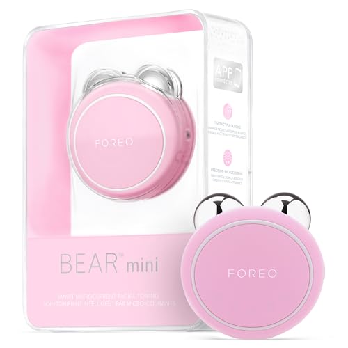 FOREO BEAR Mini Microcurrent Facial Device - Face Sculpting Tool - Firm & Contour - Reduce Double Chin - Non-Invasive - Increases Absorption of Facial Skin Care Products - Pearl Pink