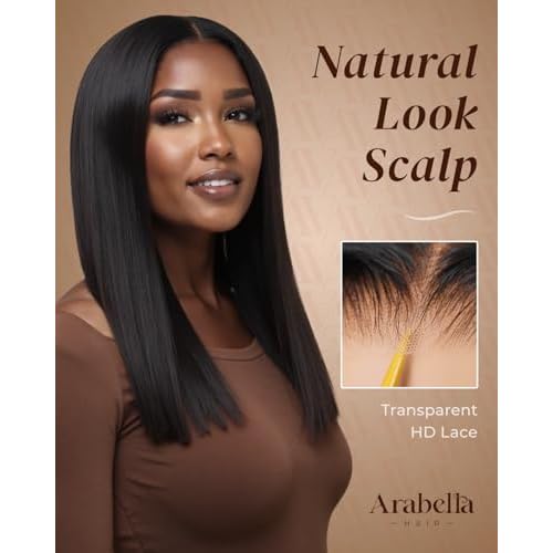 Arabella Hair 5x6 Glueless Wigs Human Hair Pre Plucked Pre Cut 230% Density Glueless Wigs 100% Human Hair 12a Pre Plucked Bleached Knots Straight Wig Human hair (18inch, 5X6 Straight Wig)