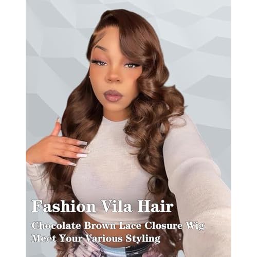5X5 Chocolate Brown Glueless Wigs Human Hair Pre Plucked Pre Cut 28 Inch 5x5 Wear and Go Glueless Wig Body Wave Reglular HD Lace Closure Wigs 4# Chocolate Brown Lace Front Wig Human Hair