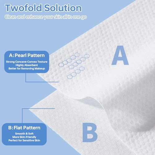 Disposable Face Towels 600 Count, Ultra Soft & Thick Facial Towels for Sensitive Skin, Biodegradable & Lint-Free Makeup Remover Dry Wipes, Multi-Purpose Cleansing Towelettes for Face Wipes