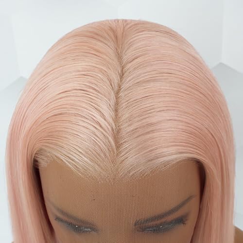 Pink Lace Front Wig Human Hair Pre Plucked With Baby Hair Pink Straight Wig Human Hair 13x4 20inch 180% Density HD Transparent Glueless Colored Wig for Cosplay