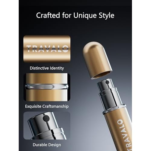 NEW CLASSIC Refillable Perfume Atomizer, Bottom Filling Fragrances Perfume Bottle, Mini Cologne Dispenser, Travel sized (GOLD)