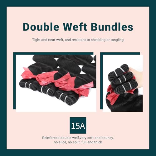 Raw Bundles Human Hair Body Wavy Human Hair Bundles 16 18 20 inch Thick Ends No Tangle Shedding 15A Raw Indian Hair Triple Lifespan 3X