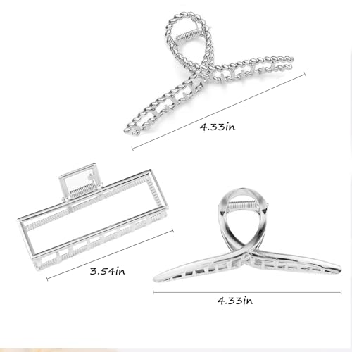 Mehayi 3 PCS Metal Large Hair Claw Clips for Thick Heavy Hair, Big Non-Slip Hair Catch Barrette Jaw Clamp, Strong Hold Claw Barrettes for Long Hair, Fashion Hair Styling Accessories for Women Girls